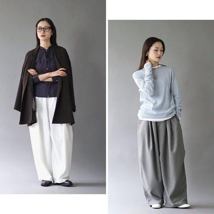 未使用　ミズイロインド　ワイドタックパンツ　白