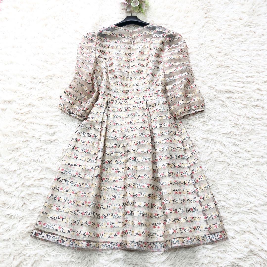 エムズグレイシー 花柄ボーダーシースルーワンピース