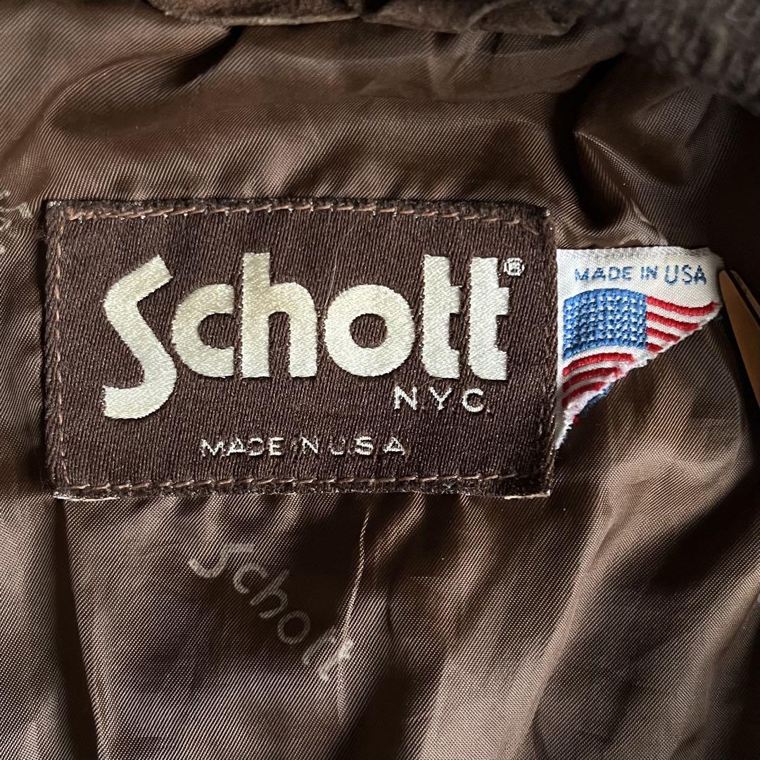 【90s schott】レザーブルゾン　スエード　本革　usa製　短丈　古着