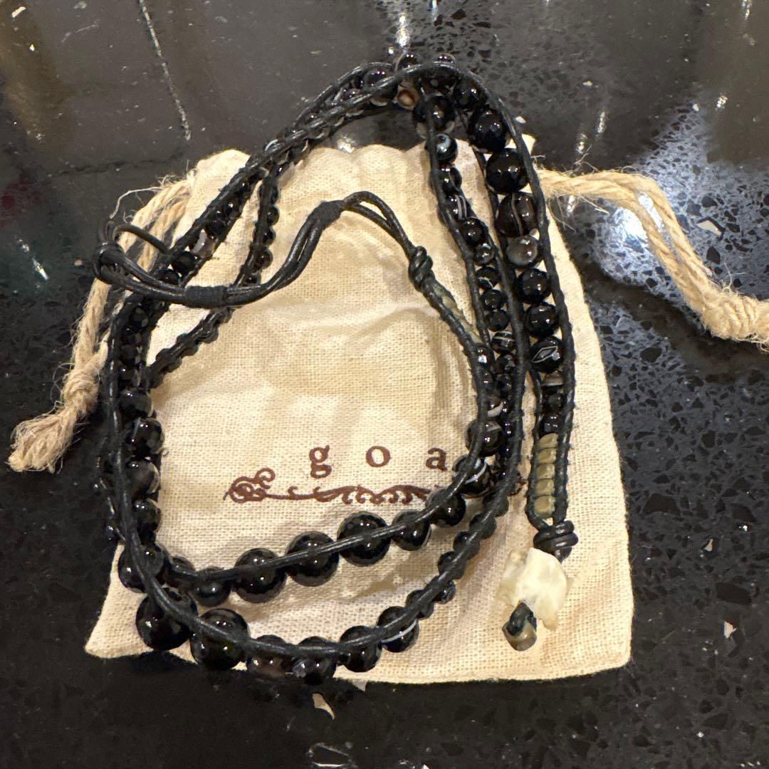 goa men's ゴア　メンズ　ブレスレット　ビーズ　レザーラップブレスレット