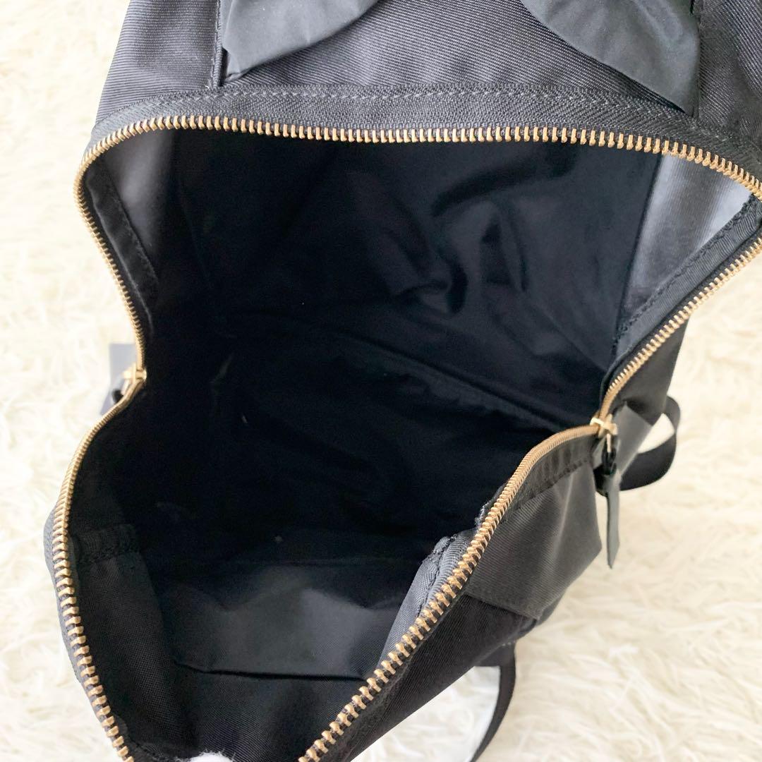 美品【ランバンオンブルー】リュックサック ナイロン 軽量 リボン 黒