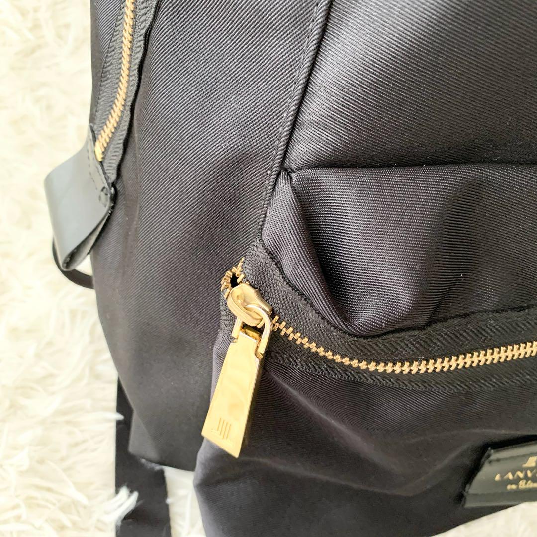 美品【ランバンオンブルー】リュックサック ナイロン 軽量 リボン 黒