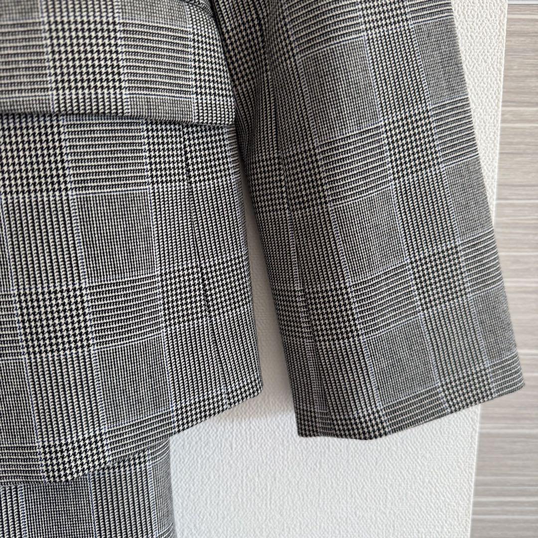 【美品】PLSTプラステ　ストレッチ ウォッシヤブルノーカラーチェック スーツ