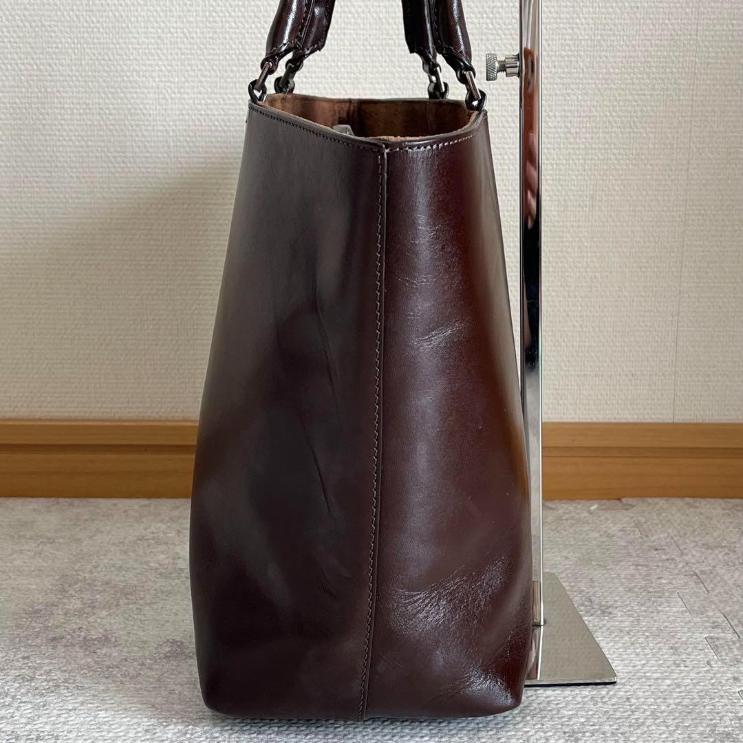 ✨極美品✨【ヒロフ】トートバッグ　ハンドバッグ　ブラウン　オールレザー
