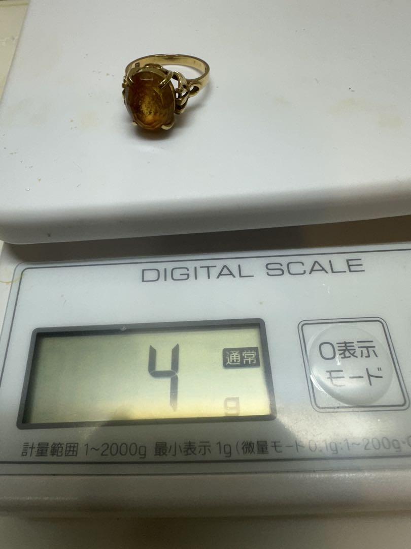 豪華 オレンジ色の石の金属製リング 4g アクセサリー