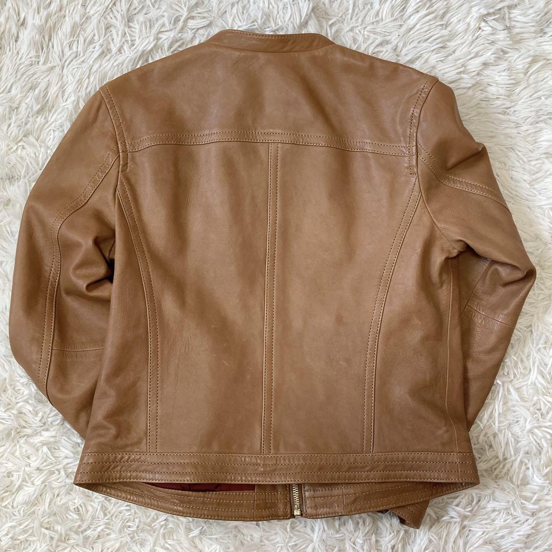 【美品】トゥモローランド　ラムレザー　ジップアップ　ノーカラー　ブルゾン