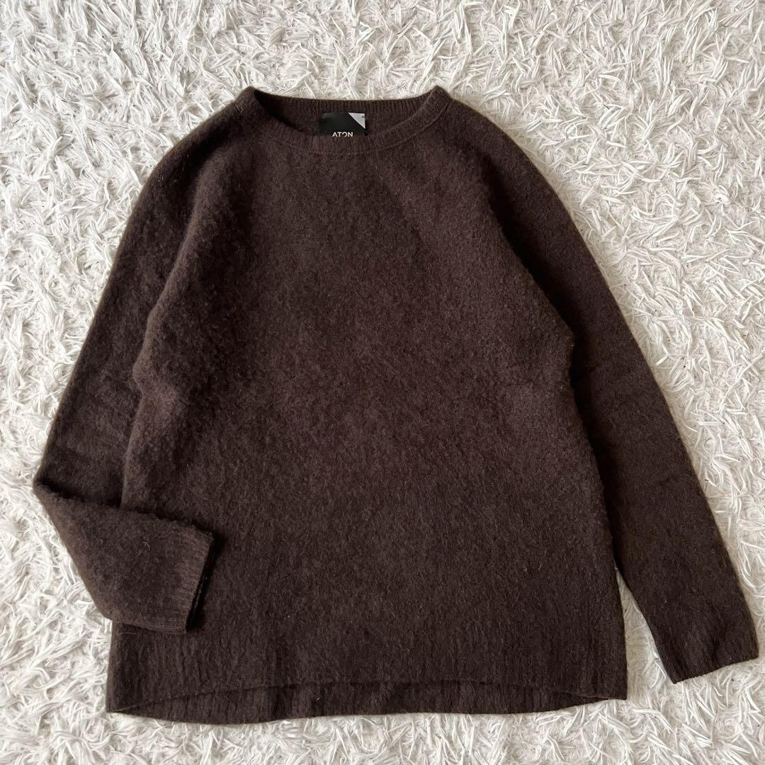 ATONファーカシミヤクルー ネックニット ブラウン 2 ROYAL FUR CASHMERE | クルーネックセーター / ATON