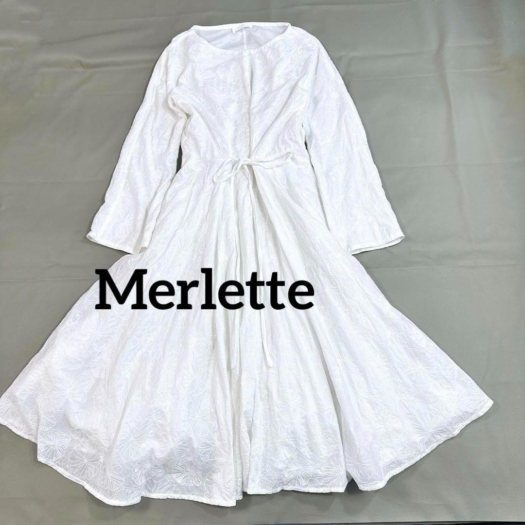 マーレット　 総柄刺繍　ロングワンピース　チェルシー　花柄　白　限定品