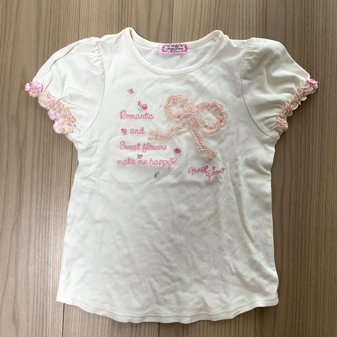 可愛い♪花柄刺繍　メゾピアノ　半袖Tシャツ　130cm