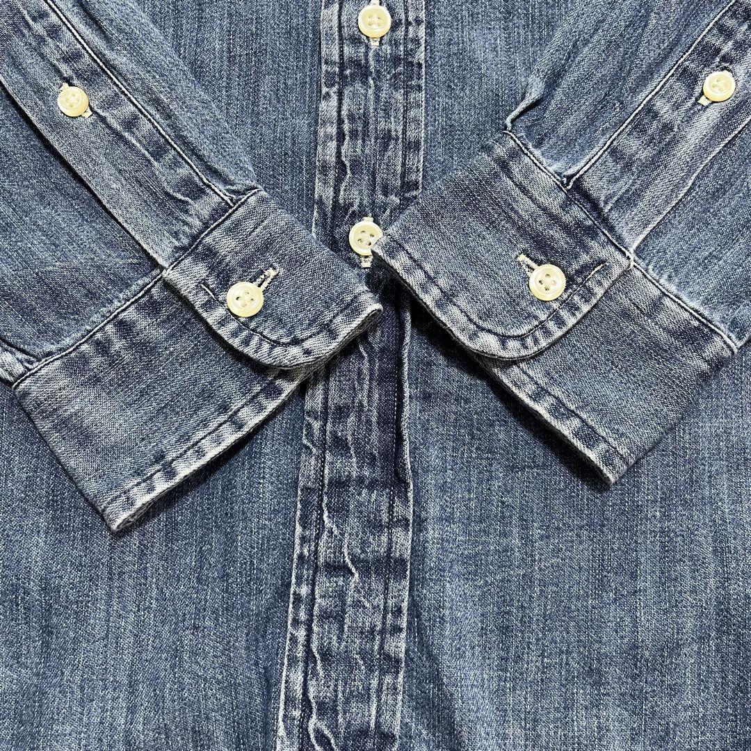 RALPH LAUREN ボタンダウンデニムシャツ ポニー刺繍 XS メンズ