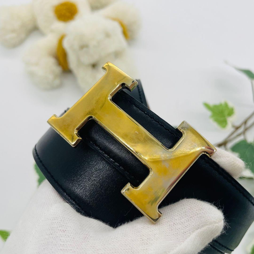 HERMES エルメス Ｈベルト　コンスタンス ベルト ブラック レザー