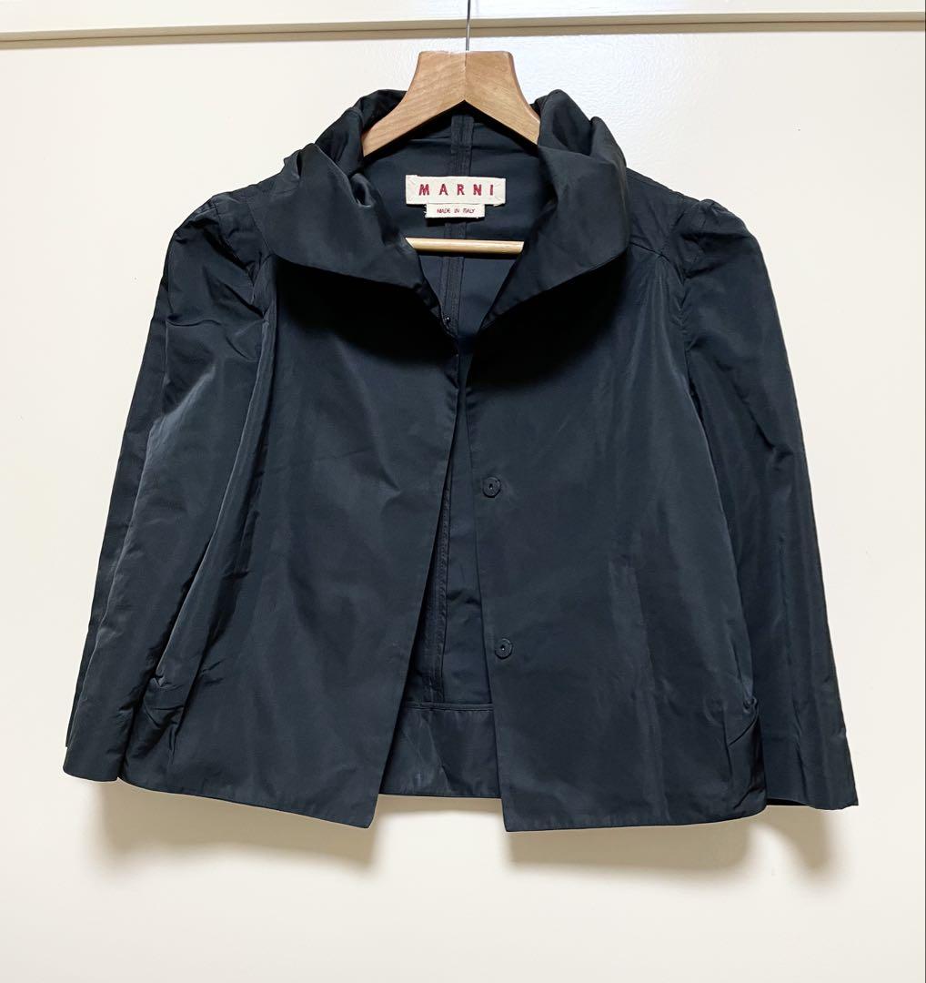 マルニ 美品 立体縫製の極み ショート丈 フーディ ブルゾン ジャケット 38