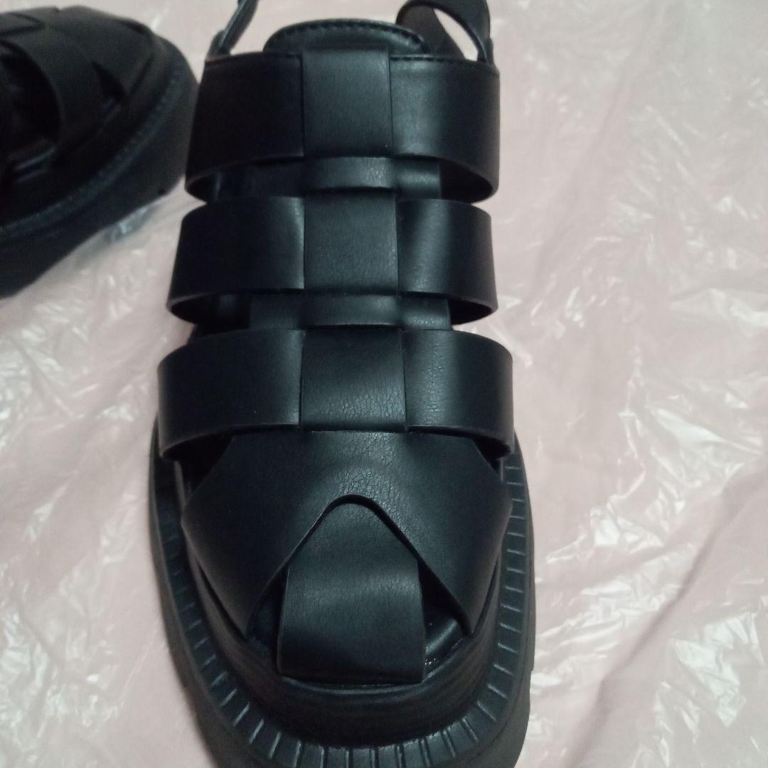 JEANASIS　グルカサンダル　スクエアトゥグルカシューズ　Lサイズ　黒　厚底