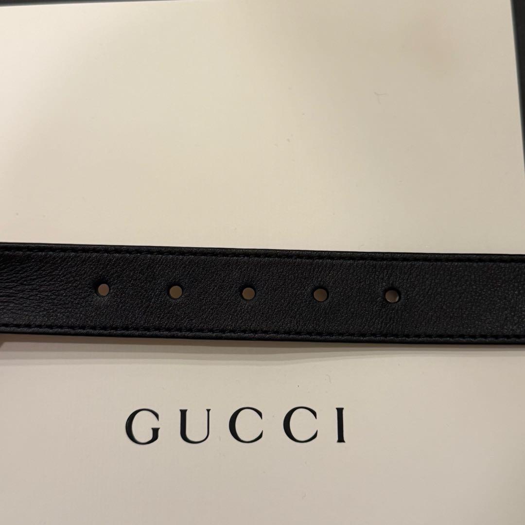 GUCCI ブラックレザー ベルト GGロゴ　65cm