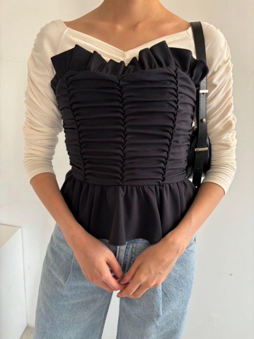 スナイデル snidel ギャザーオフショルロンT アイボリー IVR☆新品