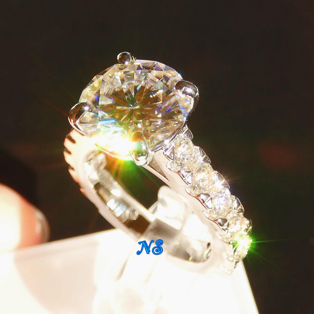 モアサナイト　指輪　4ct　10mm　合計5.4ct　エタニティ　13号