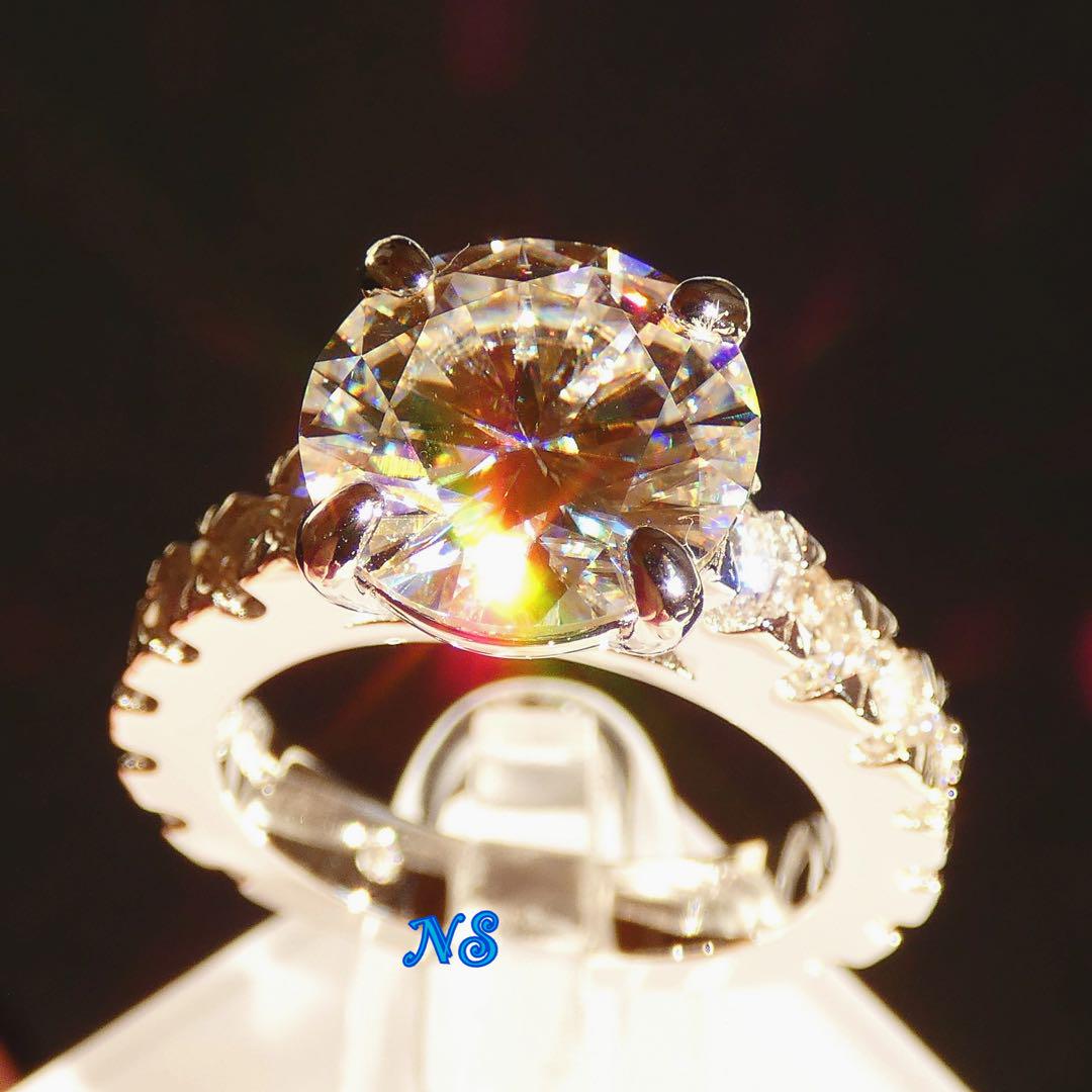 モアサナイト　指輪　4ct　10mm　合計5.4ct　エタニティ　13号