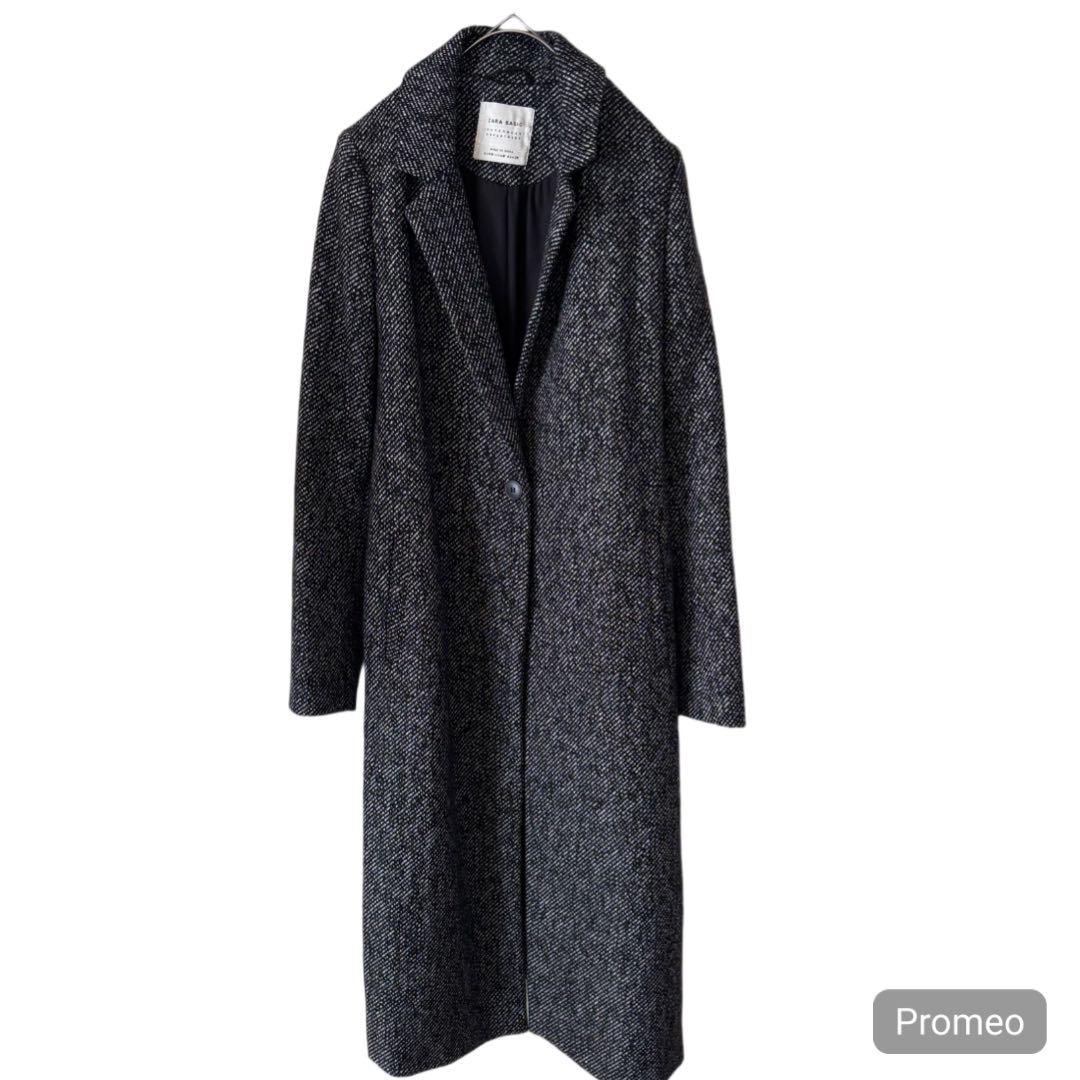 ZARA ザラ　ブラック　ロングチェスターコート ザラ・ZARA レディース シンプル ロングコート チェスターコート