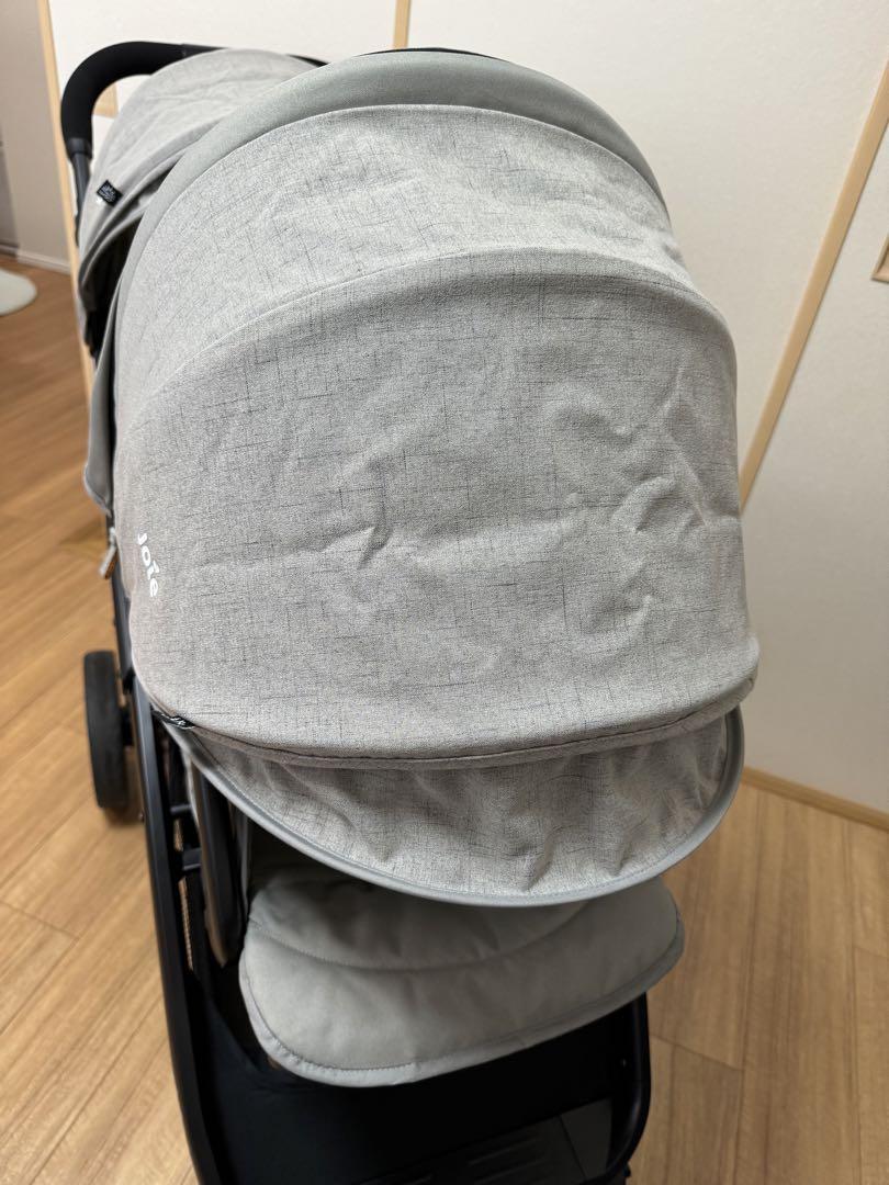 美品　Joie エヴァライトデュオ グレー　ダブルベビーカー レインカバー付