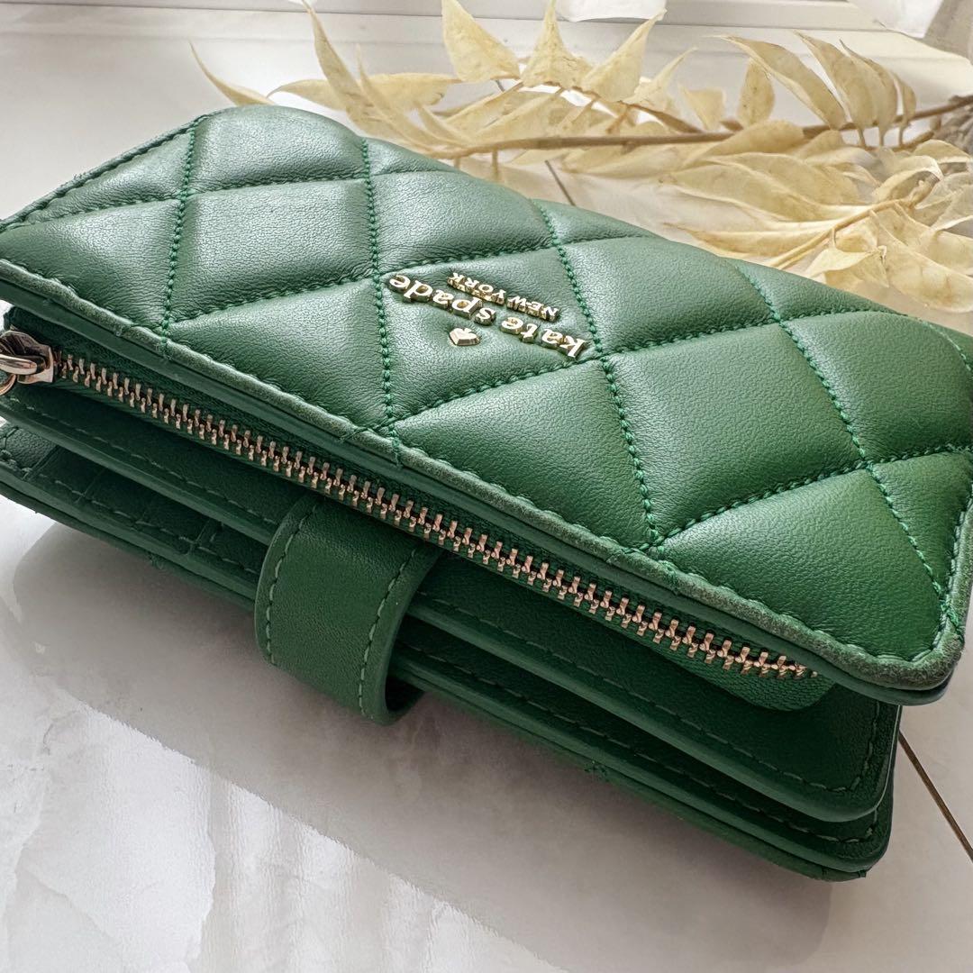 kate spade ケイトスペード キルティング 二つ折り財布 グリーン