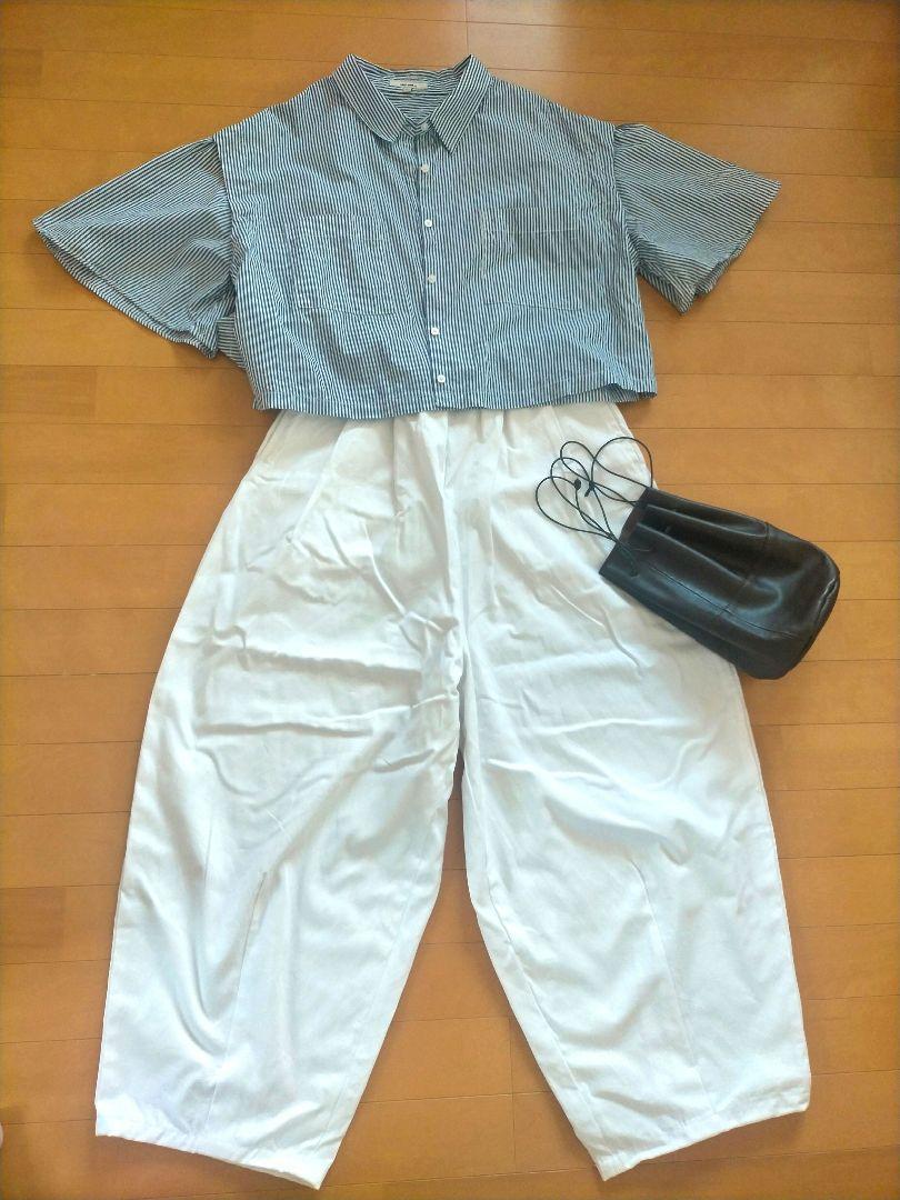 ハンドメイド バレルレッグパンツMサイズ ホワイト