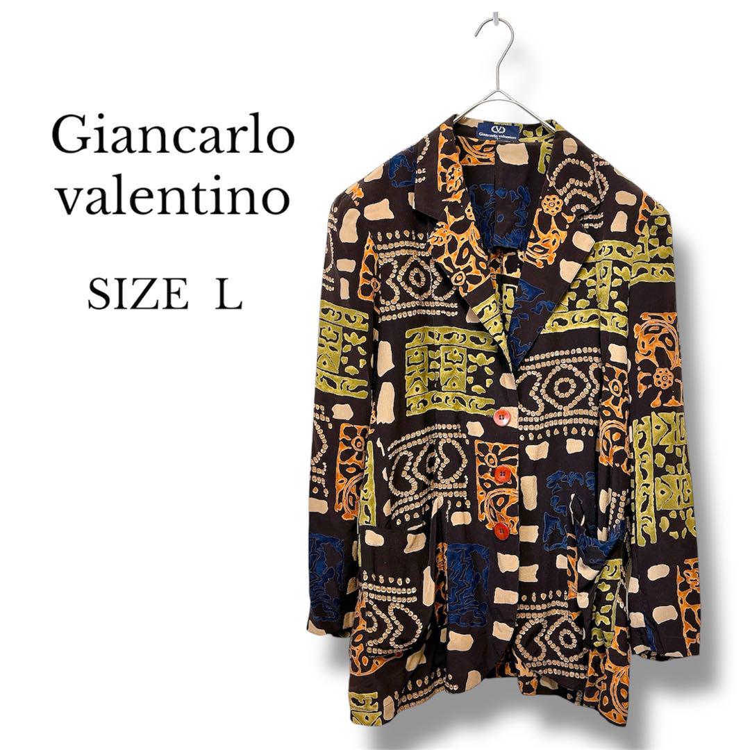 Giancarlo valentino シャツ ジャケット 総柄 シルク 個性的