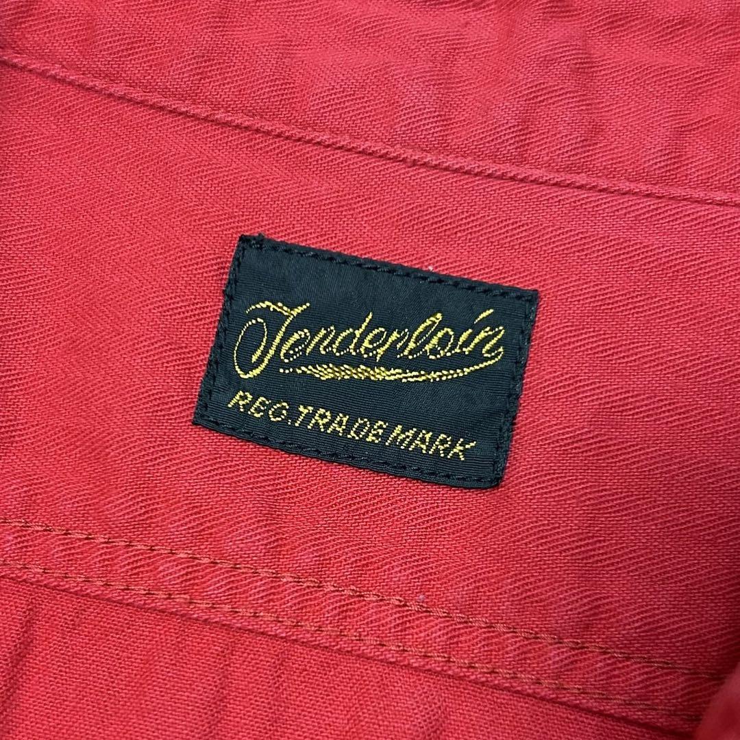 ☆限定出品☆ TENDERLOIN 長袖 シャツ ワーク ワッペン レッド赤
