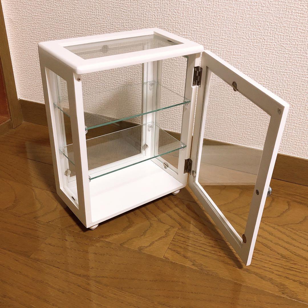 コレクションケース　ガラスケース　ディスプレイケース　ホワイト　ミニチュア