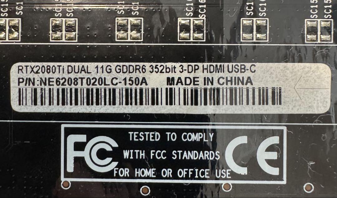 RTX 2080 Ti 11GB GDDR6 デュアルファン