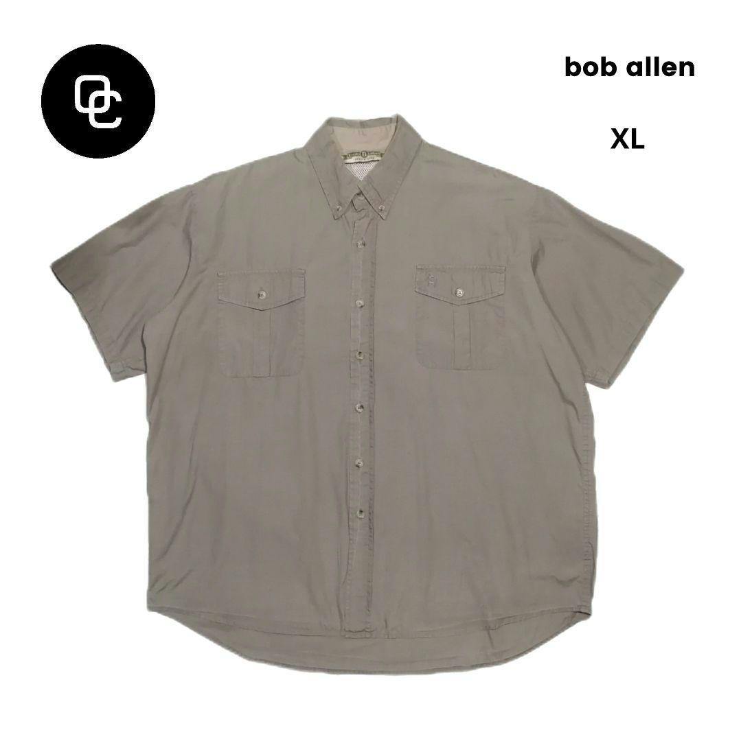 90s bob allen BD 半袖 ハンティングシャツ ベージュ XL