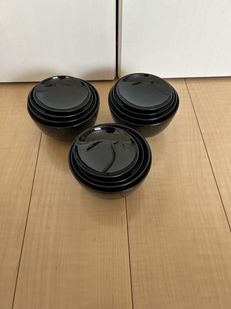 黒い蓋付き煮物椀 3個セット
