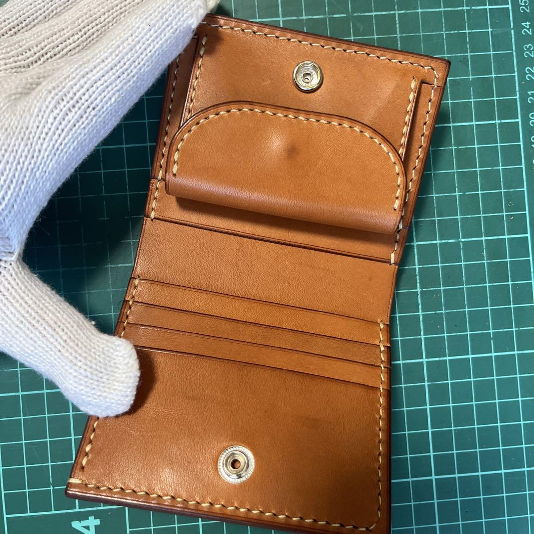 二つ折り財布 レザークラフト 本革 イタリアンレザー ヌメ革 ハンドメイド