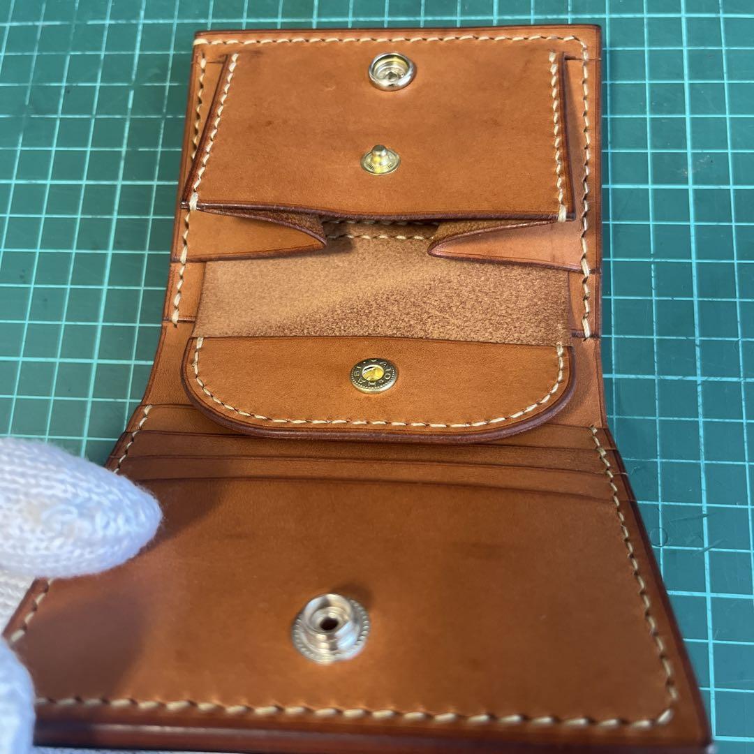 二つ折り財布 レザークラフト 本革 イタリアンレザー ヌメ革 ハンドメイド