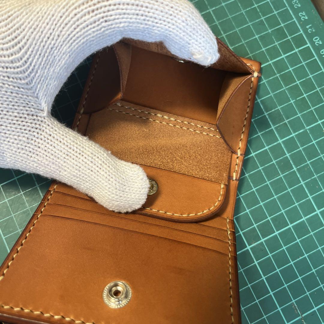 二つ折り財布 レザークラフト 本革 イタリアンレザー ヌメ革 ハンドメイド