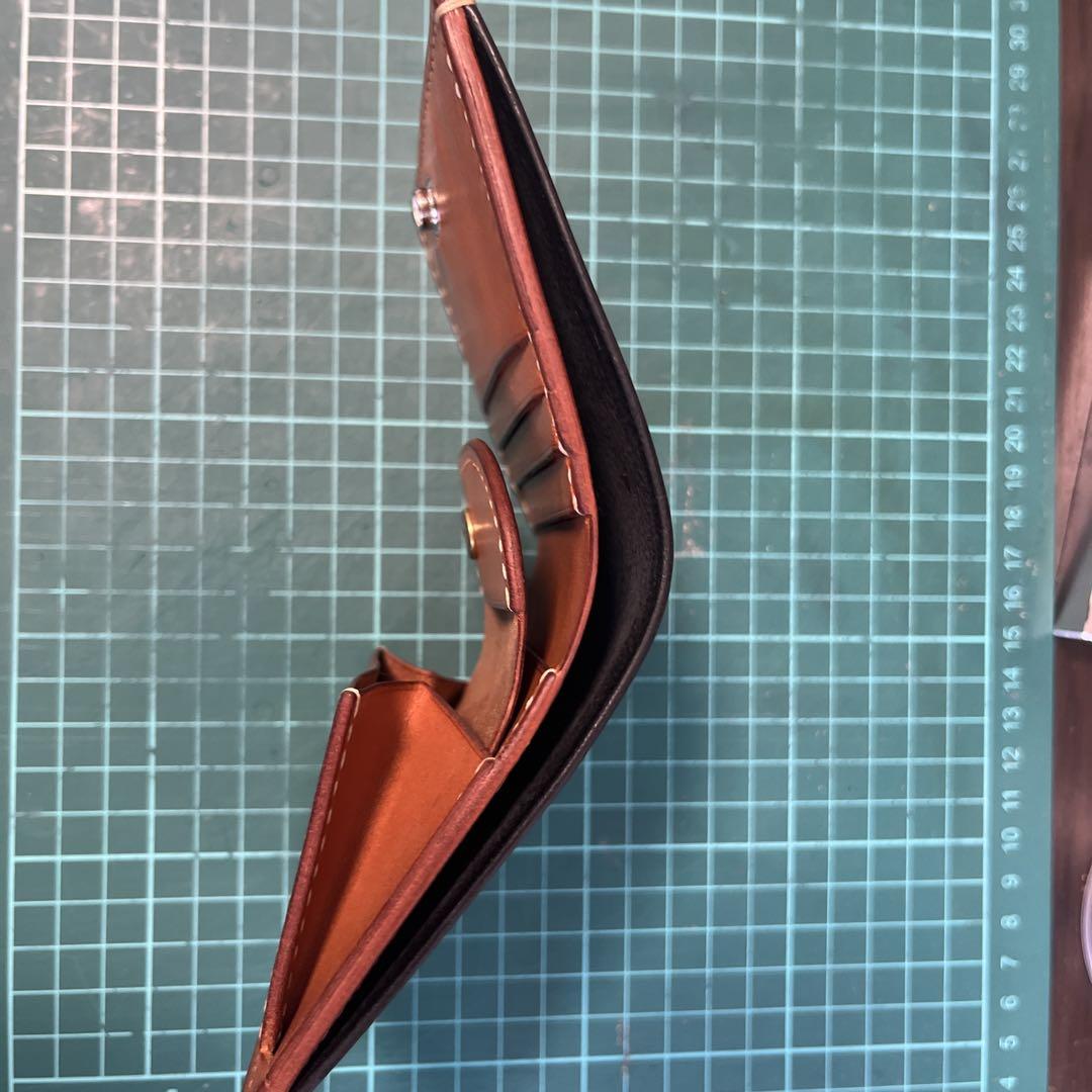 二つ折り財布 レザークラフト 本革 イタリアンレザー ヌメ革 ハンドメイド