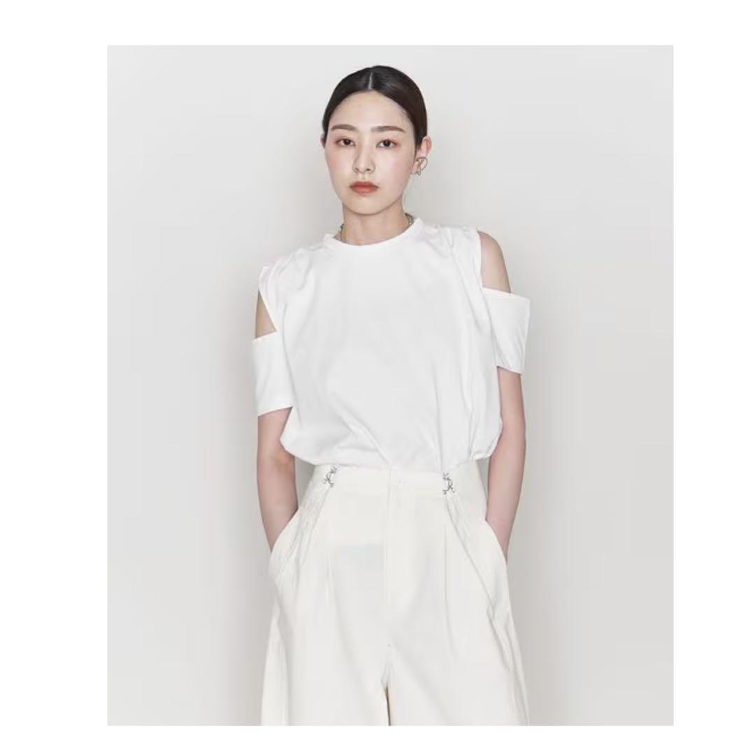 【united arrows】ASTRAETギャザーショルダーカットソー黒