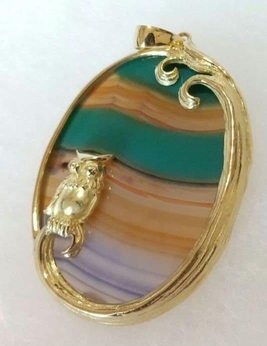 K18 ピクチャーメノウ ペンダント ネックレス トップ フクロウ K18 ピクチャーメノウ ペンダント ネックレス トップ フクロウ