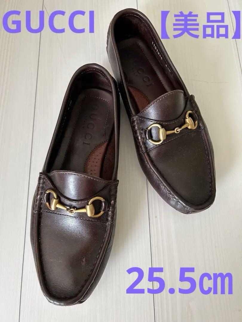 【美品】GUCCI ローファー 靴 ホースビット レザー メンズ バイカラー