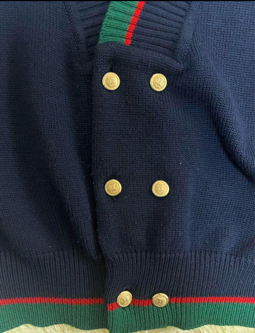 90s OLD CELINE セリーヌ　カーディガン　金ダブルボタン