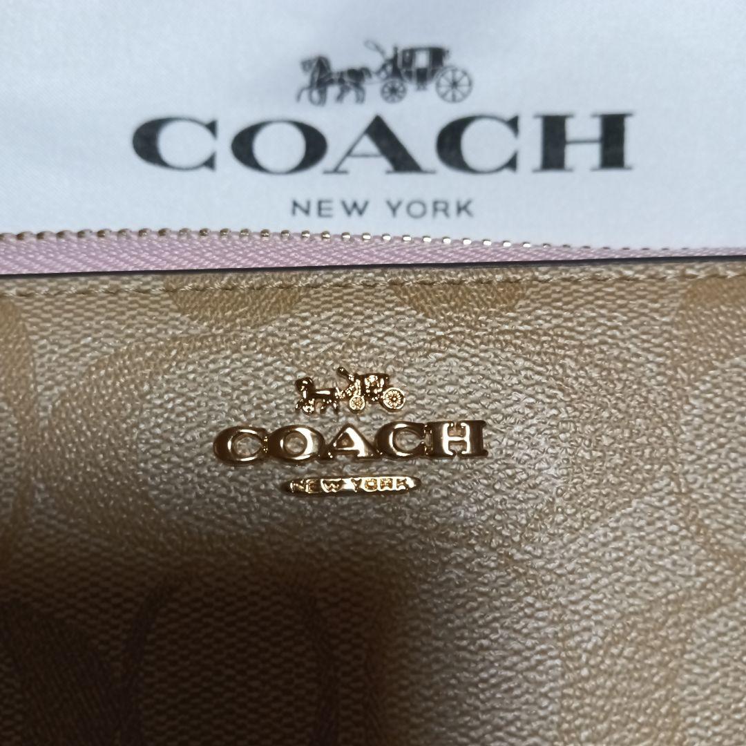 【未使用】COACH コーチ ベージュ/ピンク 長財布