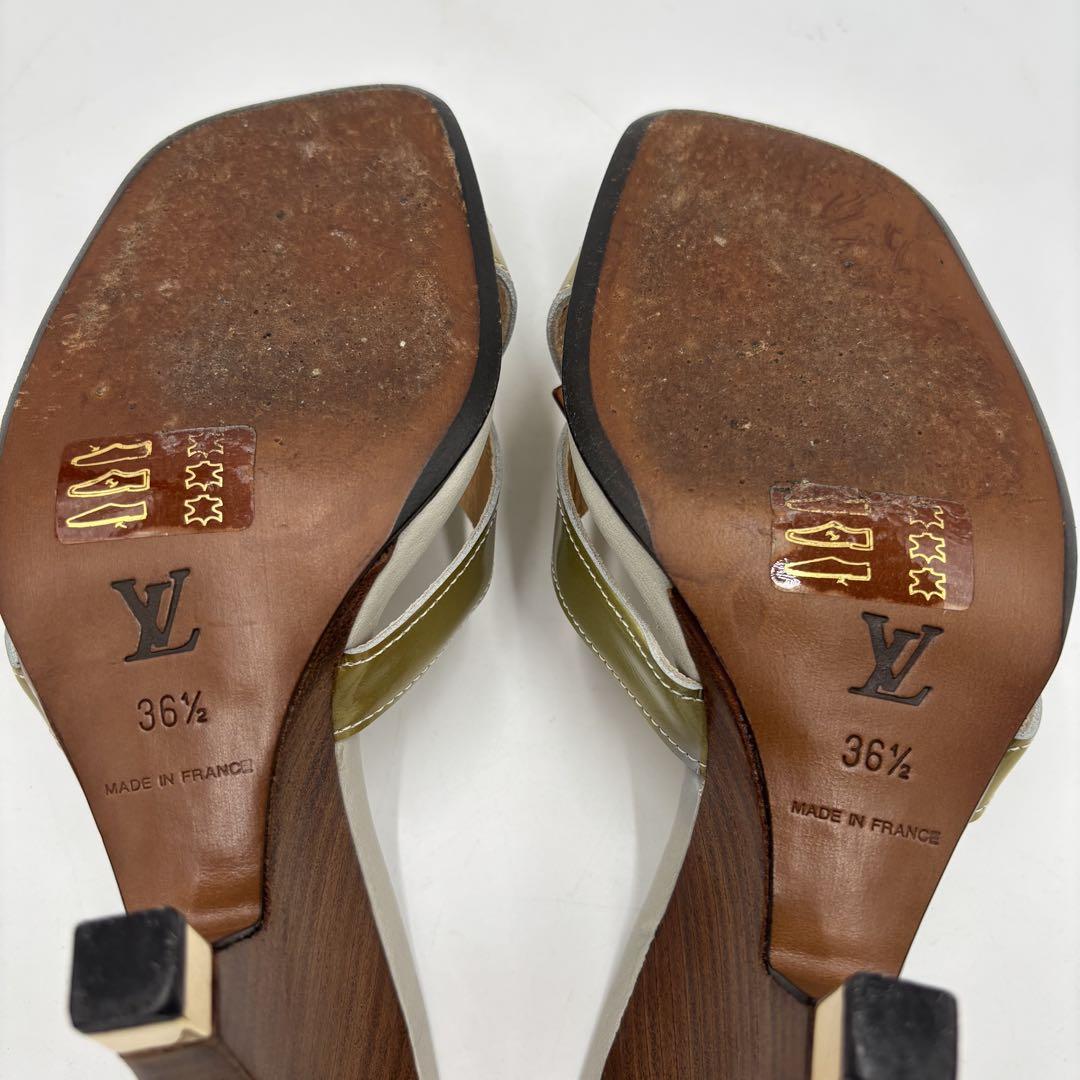 美品LOUIS VUITTONルイヴィトン　レザー×エナメル　サンダル　パンプス