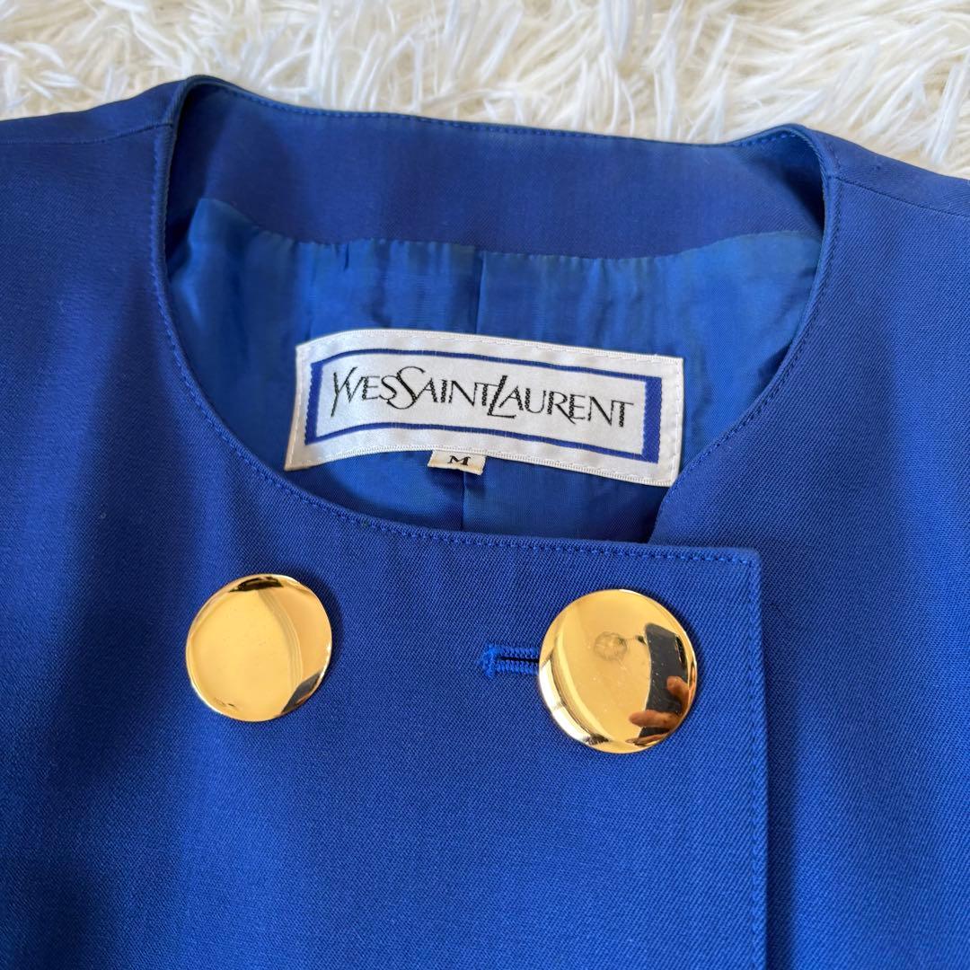 イヴ・サンローラン 金ボタン ジャケット ノーカラー ダブル イヴ・サンローラン 金ボタン ジャケット ノーカラー ダブル