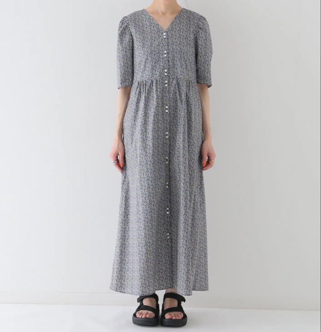 美品　SLOBE IENA リバティプリント　ロングワンピース　フロントボタン