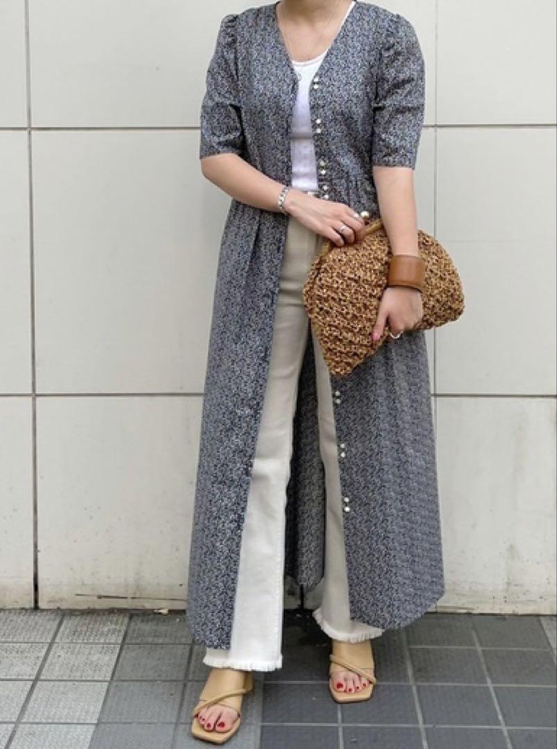 美品　SLOBE IENA リバティプリント　ロングワンピース　フロントボタン