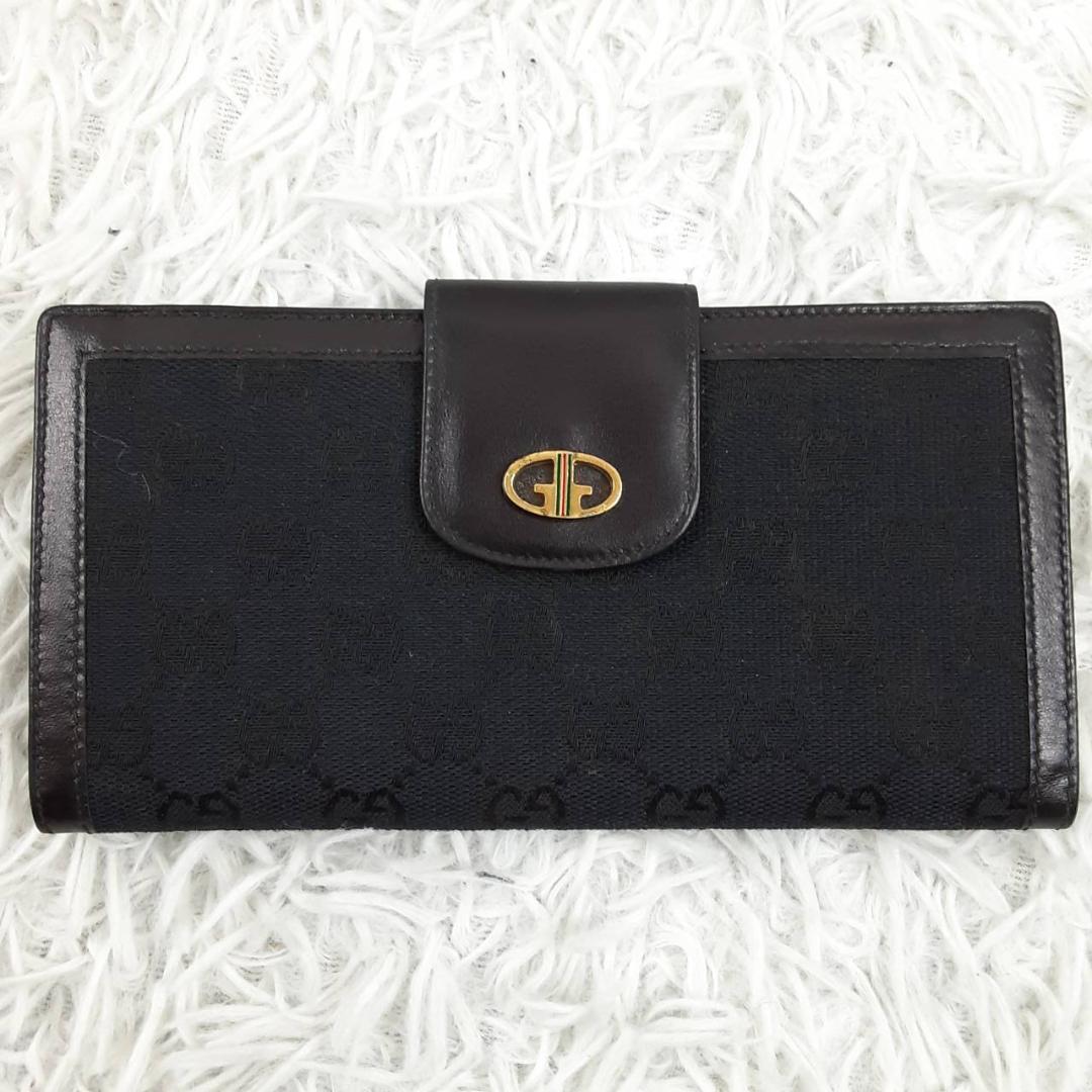 未使用保管品◎GUCCI グッチ 長財布 ゴールド金具 80s vintage