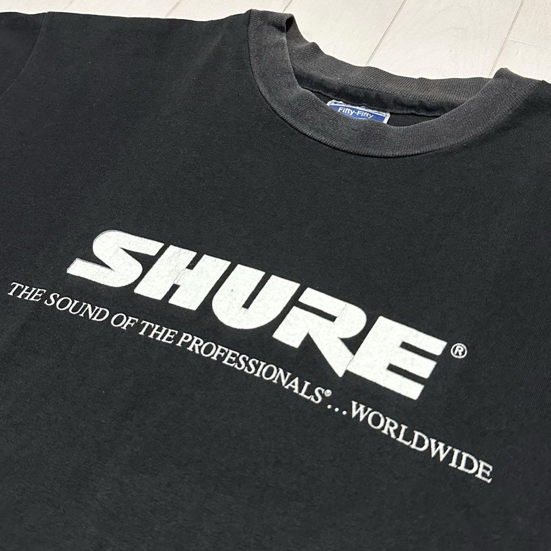 90s USA製 SHURE シュアー ビンテージTシャツ ブラック L 企業T