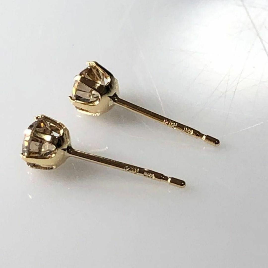 K18 天然ダイヤモンドピアス　計0.5ct ブラウン系