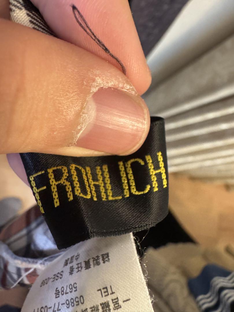FRÖHLICH】デニム調ジャケット チェック裏地 ストレッチ素材