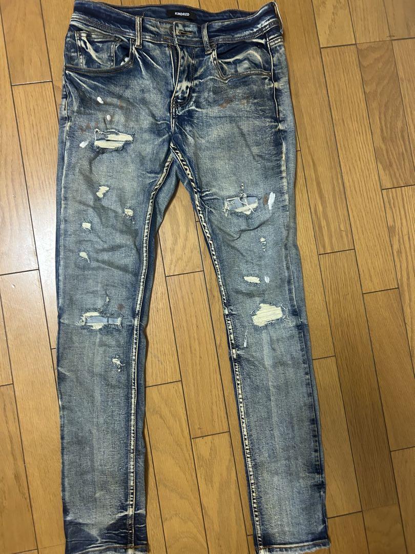 ダメージ加工 スキニーデニム ライトブルー