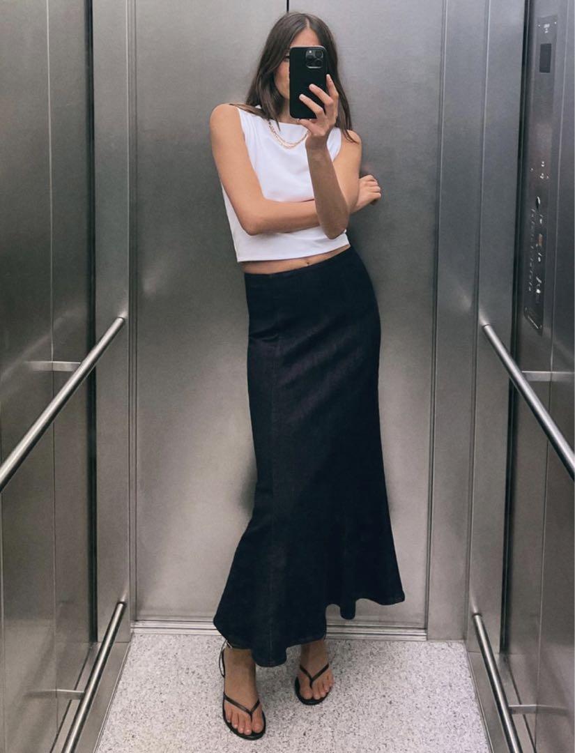 【新品】ZARA マーメイドシームミディスカート　デニムマーメイドスカート